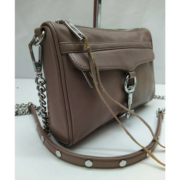 Rebecca Minkoff Mini M.A.C Brown Leather Chain Strap Zipper Crossbody Bag - Picture 3 of 13